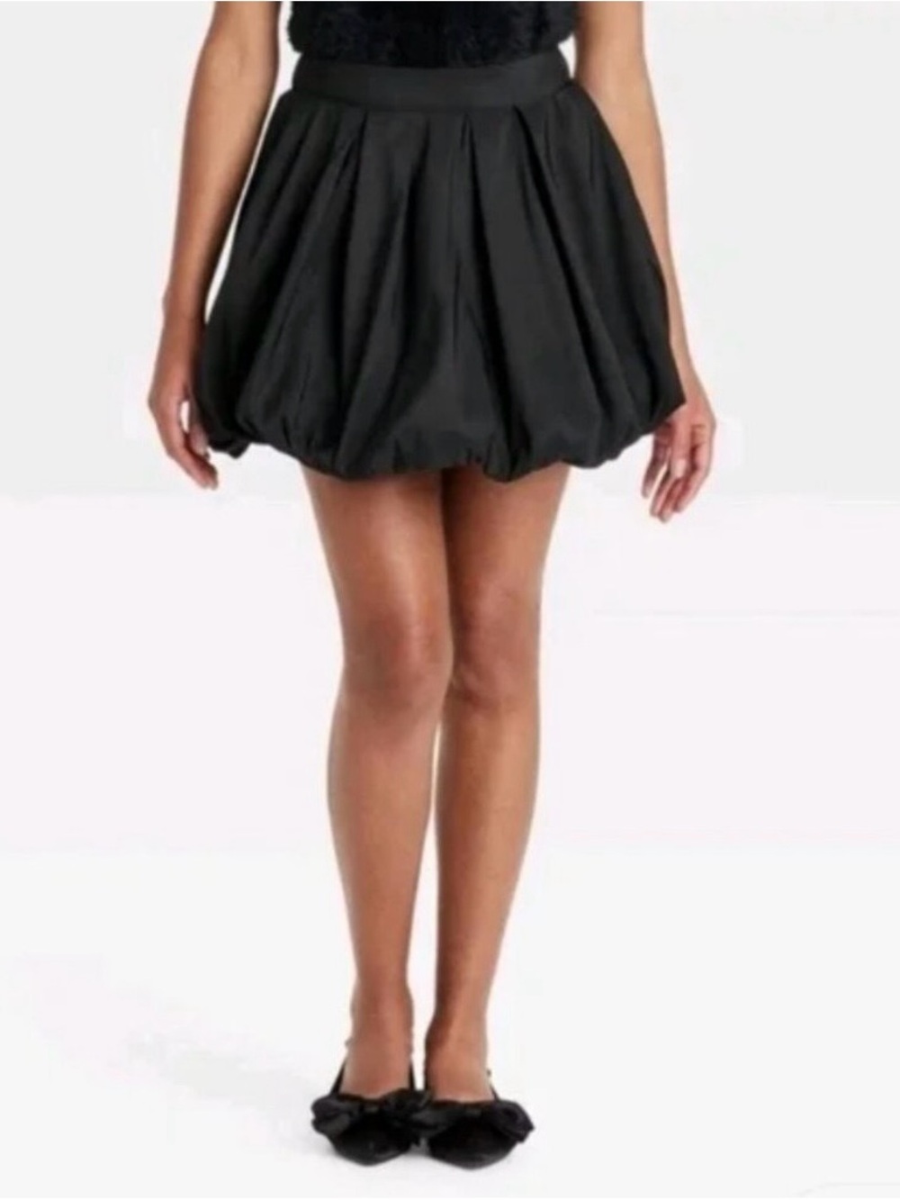 A New Day Women's Sz XXL Black Bubble Hem Midweight Woven A-Line Mini Skirt NWT